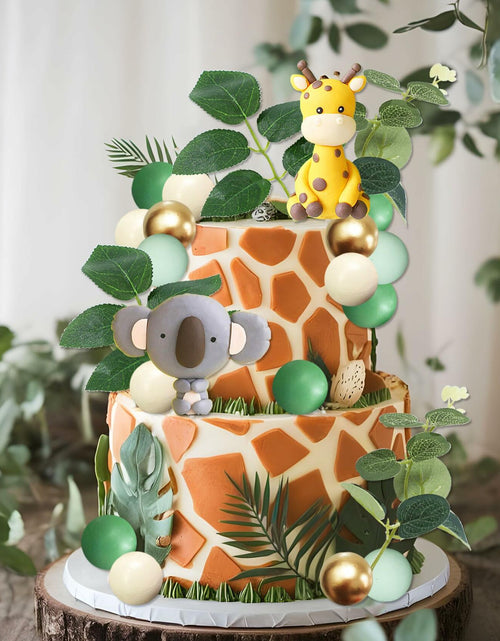 Load image into Gallery viewer, JeVenis Jungle Safari Animals Baby Shower Cake Decoration Wild One Topper
