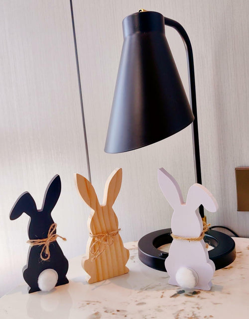 Load image into Gallery viewer, Hryxic 3 Pcs Easter Bunny Wooden Decorations Table Centerpiece White Black
