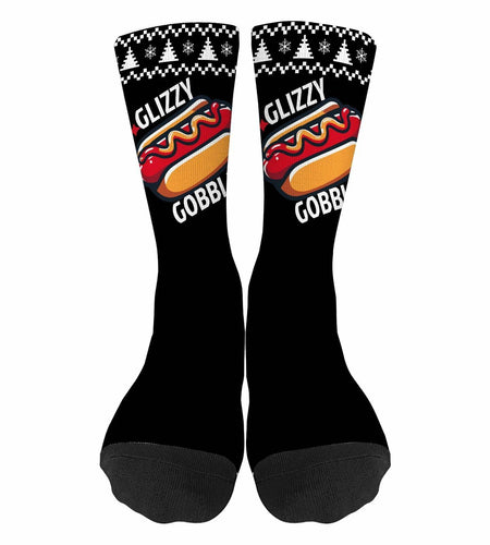 Generic Hot Dog Gobble Socks Unisex Half Calf White Polyester Print