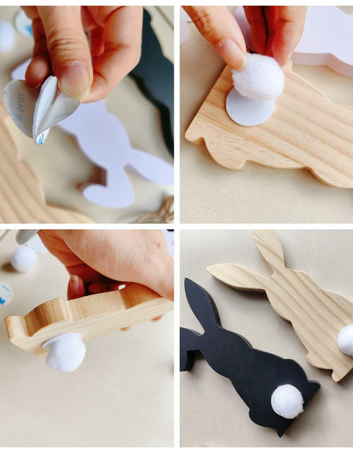 Load image into Gallery viewer, Hryxic 3 Pcs Easter Bunny Wooden Decorations Table Centerpiece White Black
