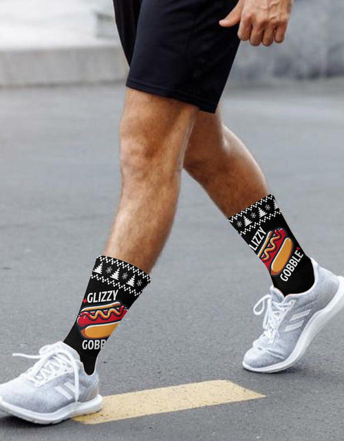 Load image into Gallery viewer, Generic Hot Dog Gobble Socks Unisex Half Calf White Polyester Print
