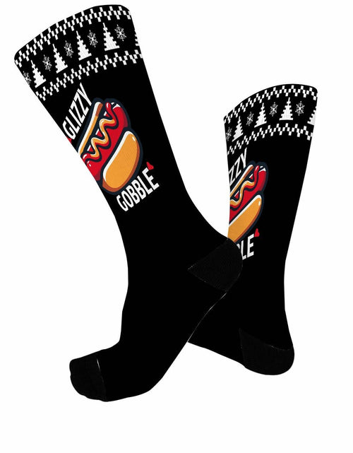 Load image into Gallery viewer, Generic Hot Dog Gobble Socks Unisex Half Calf White Polyester Print
