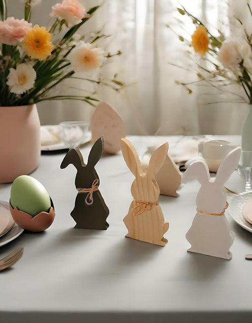 Load image into Gallery viewer, Hryxic 3 Pcs Easter Bunny Wooden Decorations Table Centerpiece White Black
