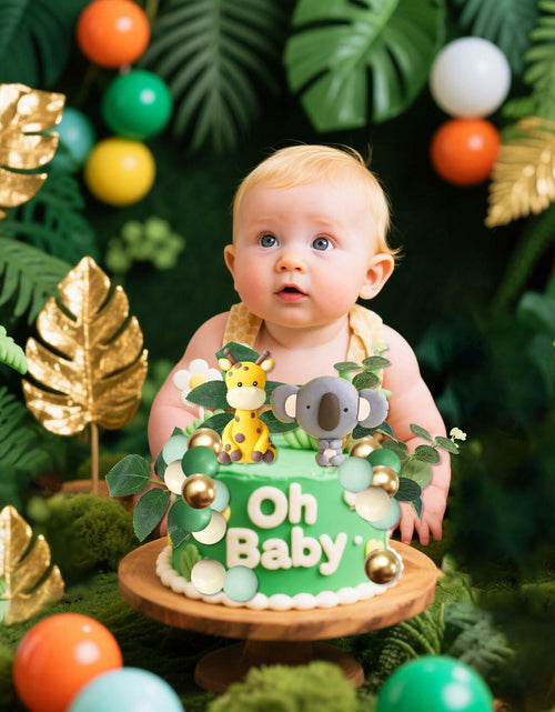 Load image into Gallery viewer, JeVenis Jungle Safari Animals Baby Shower Cake Decoration Wild One Topper
