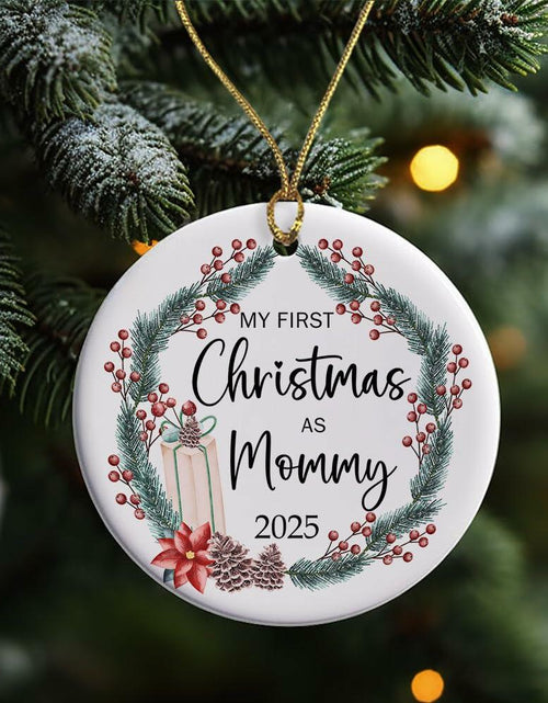 Load image into Gallery viewer, AnhTram97 My First Christmas As Mommy 2025 Ornament Ceramic White Both Sides
