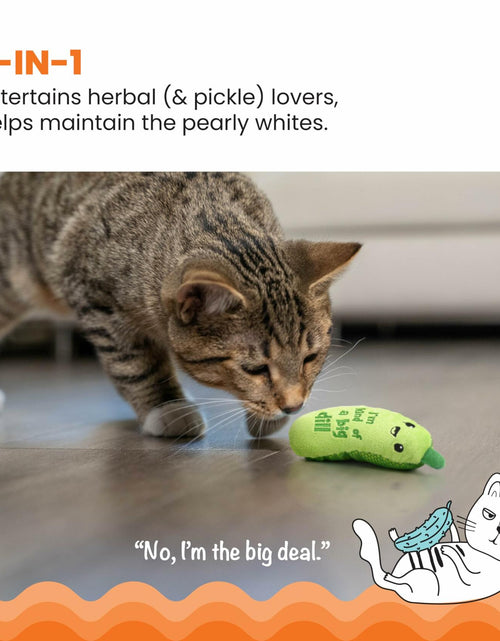 Load image into Gallery viewer, Catstages Crunchy Pickle Kicker Cat Toy with Catnip Dental Mesh Green
