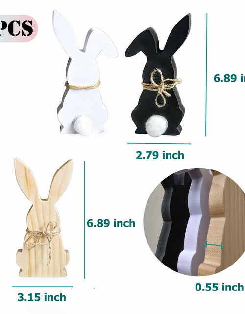 Load image into Gallery viewer, Hryxic 3 Pcs Easter Bunny Wooden Decorations Table Centerpiece White Black

