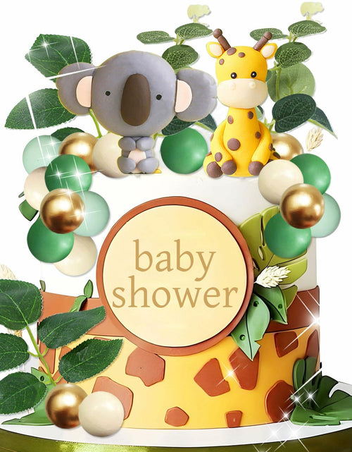 Load image into Gallery viewer, JeVenis Jungle Safari Animals Baby Shower Cake Decoration Wild One Topper
