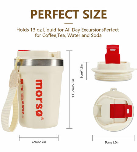 Livaprul 13oz White Stainless Steel Insulated Coffee Cup with Lid Christmas