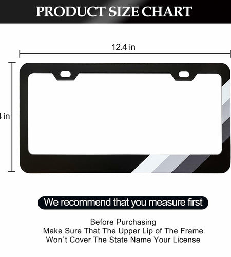2 Pack Tri-Color Sport License Plate Frames White Gray Dark Gray Car Tag