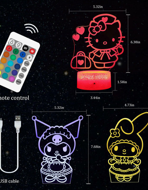 Load image into Gallery viewer, 3D Cat Night Light for Kids Room LMHmlylf 16 Colors Remote Touch Lamp Gift
