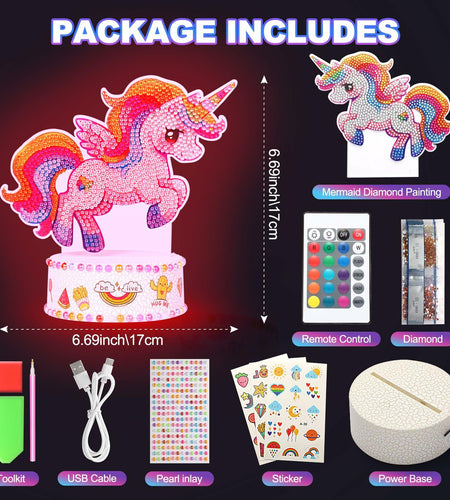 JiffyJolt DIY Night Light Unicorn Lamp Art Kit Colored Unicorn1