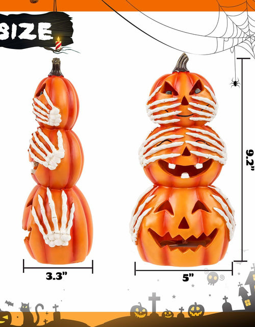 Load image into Gallery viewer, Axcoix Halloween Resin Stacked Pumpkin Decor Light Up Jack O Lantern Orange
