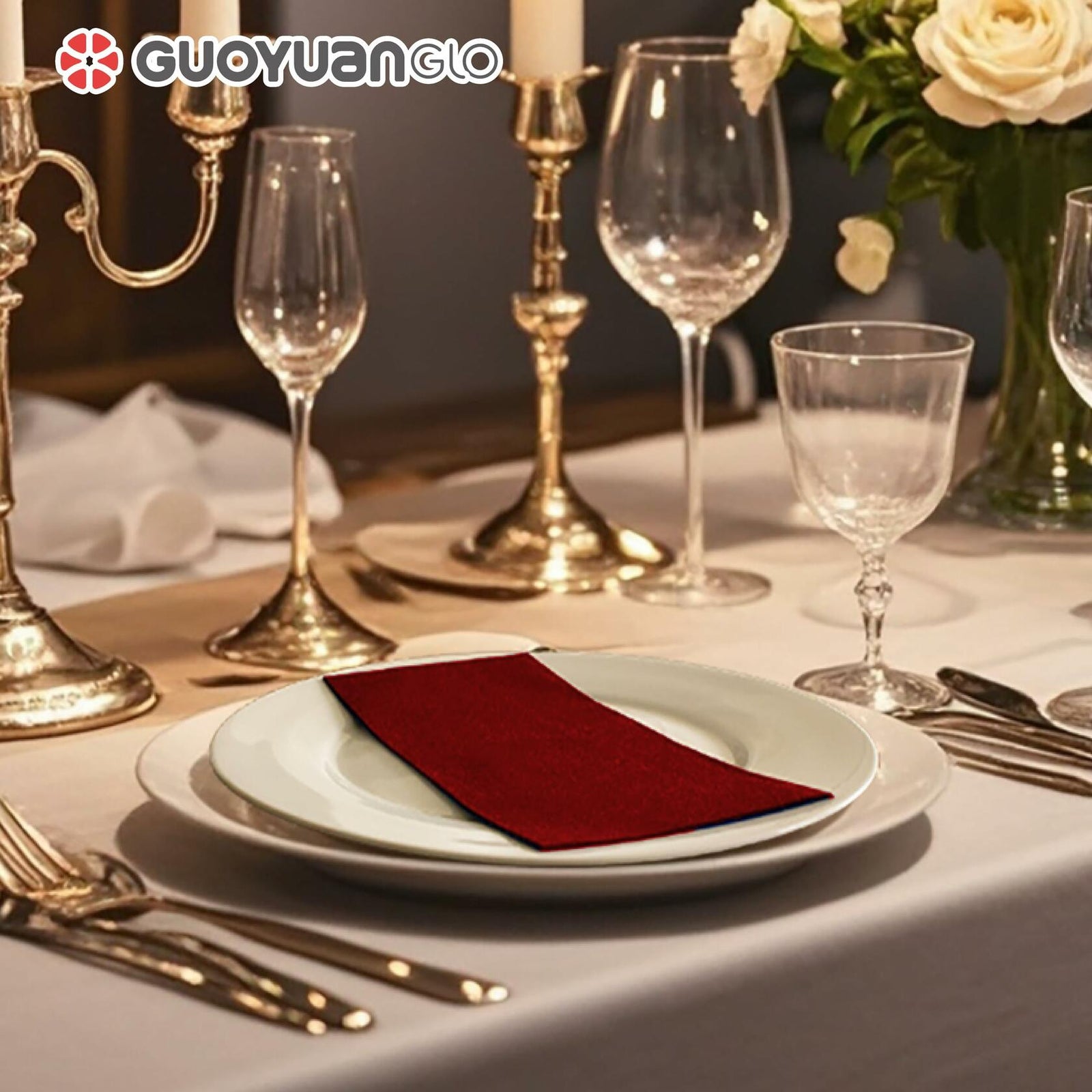 GUOYUANGLO Disposable Linen Feel Paper Napkins Green 12x17in 100 Pack