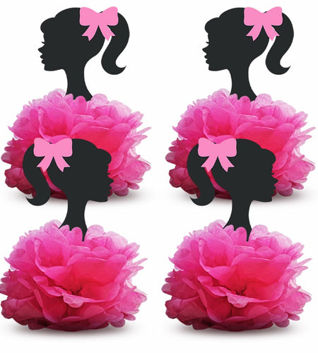 VeSidyHelo Party Centerpieces Girl Theme Glitter Pearls 3D Paper Flowers 4pcs