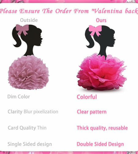 VeSidyHelo Party Centerpieces Girl Theme Glitter Pearls 3D Paper Flowers 4pcs