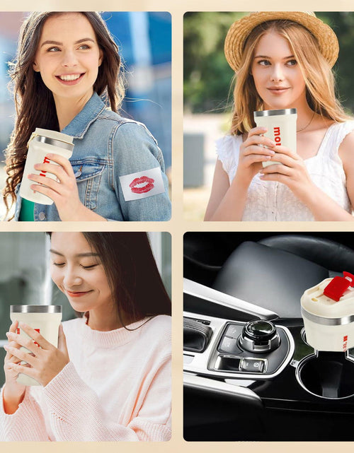 Load image into Gallery viewer, Livaprul 13oz White Stainless Steel Insulated Coffee Cup with Lid Christmas
