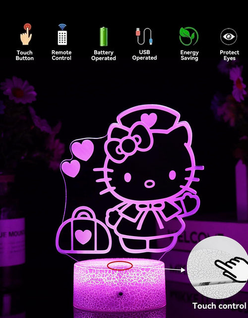 Load image into Gallery viewer, 3D Cat Night Light for Kids Room LMHmlylf 16 Colors Remote Touch Lamp Gift
