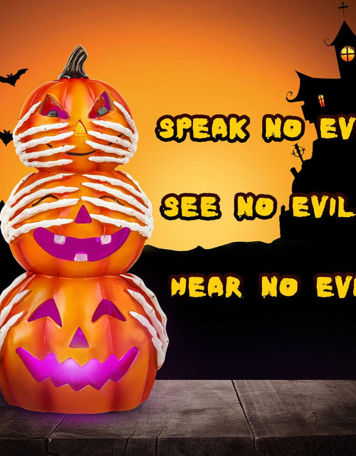 Load image into Gallery viewer, Axcoix Halloween Resin Stacked Pumpkin Decor Light Up Jack O Lantern Orange
