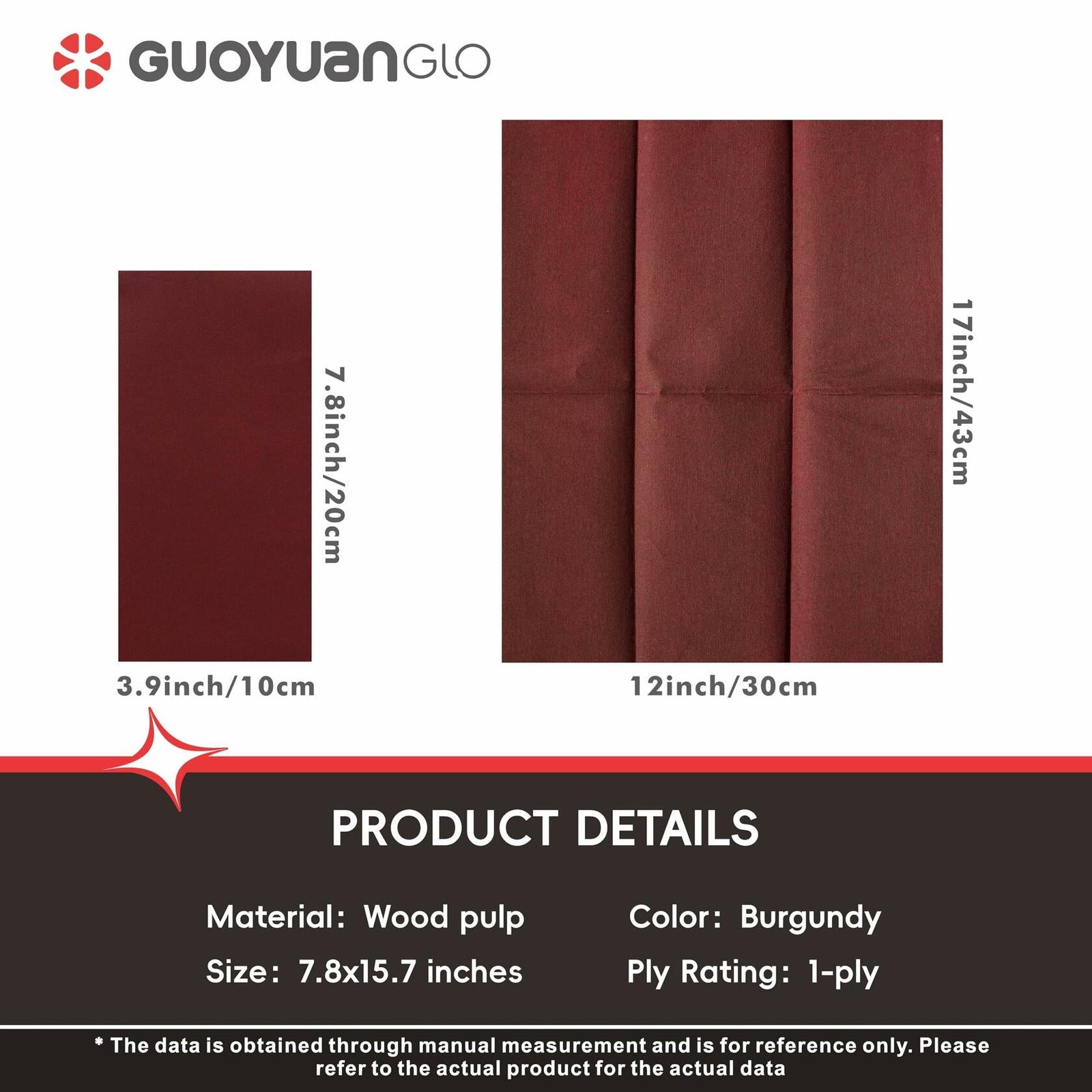 GUOYUANGLO Disposable Linen Feel Paper Napkins Green 12x17in 100 Pack
