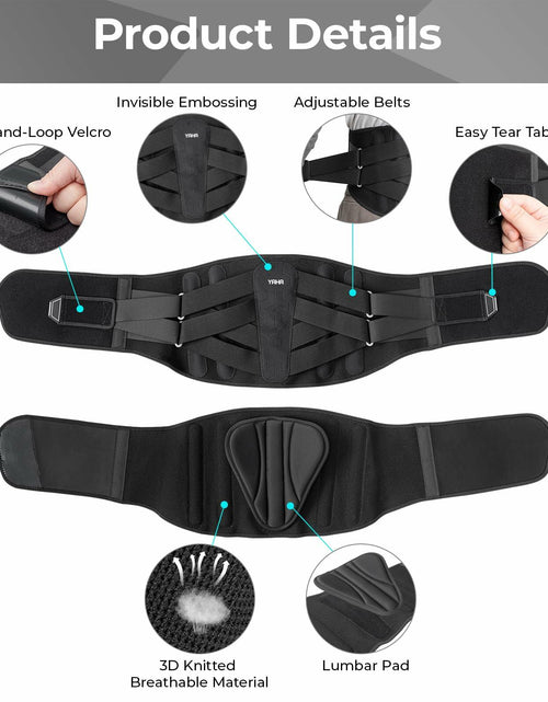 Load image into Gallery viewer, YAHA Back Brace Lower Back Support with Lumbar Pad 5 Stays Black Size XXL
