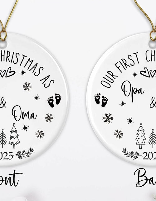 Load image into Gallery viewer, AnhTram97 Our First Christmas Oma and Opa Ornament 2025 White Ceramic
