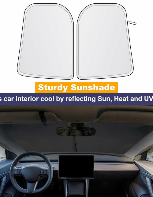 Load image into Gallery viewer, EcoNour Tesla Model 3/Y Windshield Sun Shade Foldable Silver UV Protection
