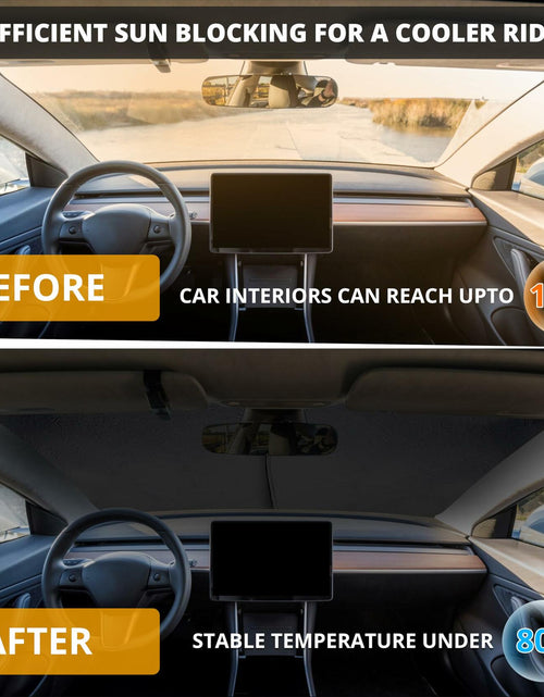 Load image into Gallery viewer, EcoNour Tesla Model 3/Y Windshield Sun Shade Foldable Silver UV Protection
