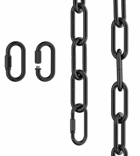 Garini 6ft Industrial Black Metal Light Fixture Chain Pendant Chandelier
