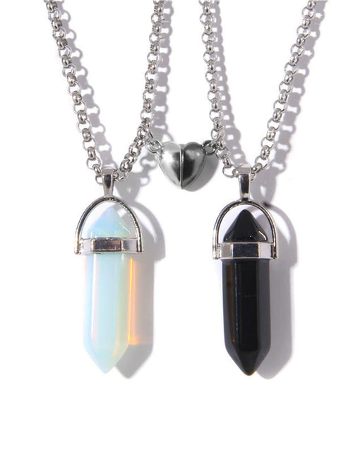 Load image into Gallery viewer, Caiyao 2Pcs Crystal Mutual Attraction Hexagonal Pendant Necklace Black Egg
