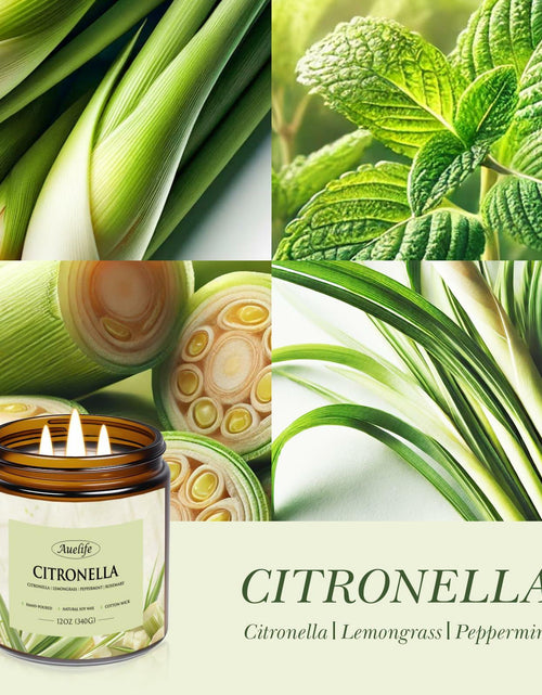 Load image into Gallery viewer, Auelife 12oz Citronella Candle 3 Wick Soy Wax Long Lasting Outdoor Indoor
