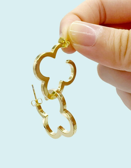 Load image into Gallery viewer, ETREM Clover Leaf 14K Gold Plated Lucky Clover Earrings Nickel Free Gold
