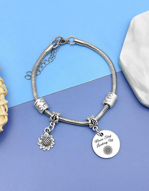 Load image into Gallery viewer, DlaeKua Silver Inspirational Bracelets for Women Motivational Quotes Gift
