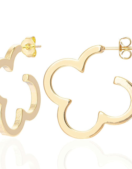 Load image into Gallery viewer, ETREM Clover Leaf 14K Gold Plated Lucky Clover Earrings Nickel Free Gold
