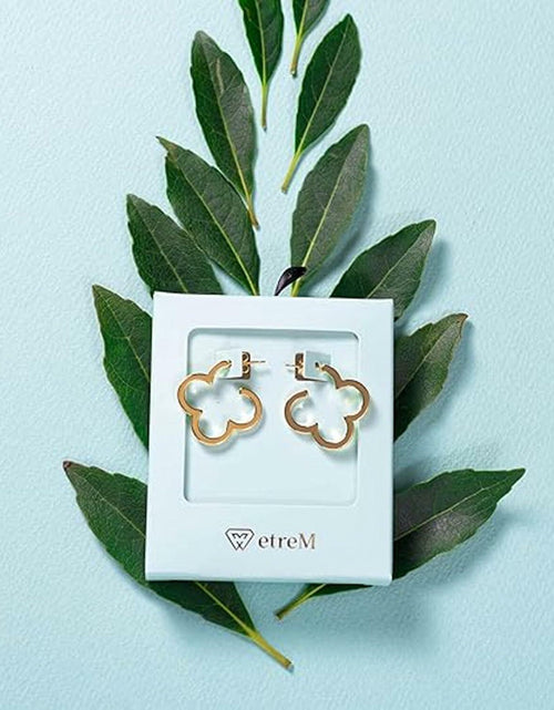Load image into Gallery viewer, ETREM Clover Leaf 14K Gold Plated Lucky Clover Earrings Nickel Free Gold

