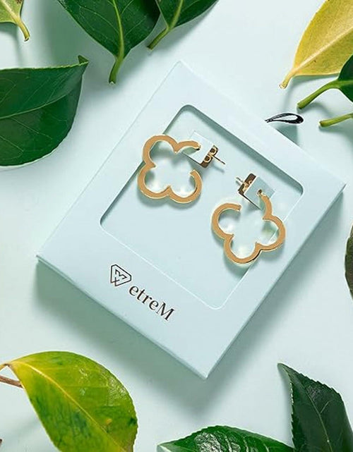 Load image into Gallery viewer, ETREM Clover Leaf 14K Gold Plated Lucky Clover Earrings Nickel Free Gold
