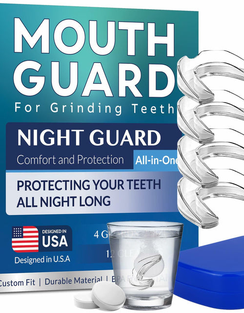 Load image into Gallery viewer, Stafenit Mouth Guard Teeth Protection Sports Clear EVA + 24 Cleaning Tablets
