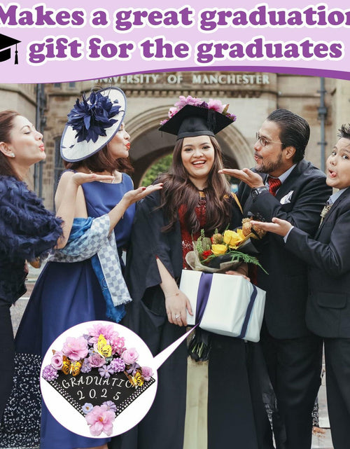 Load image into Gallery viewer, Mototo Graduation Cap Decorations Kit Purple Flowers Rhinestones Glitter DIY
