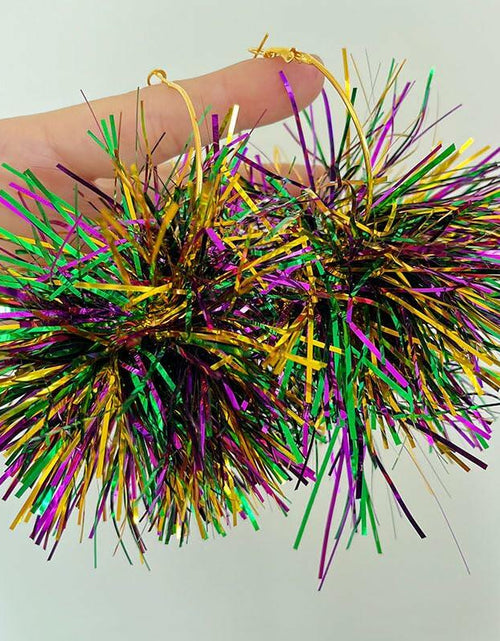 Load image into Gallery viewer, CHUU YUNG Colorful Mardi Gras Carnival Tassel Acrylic Heart Hoop Earrings Style
