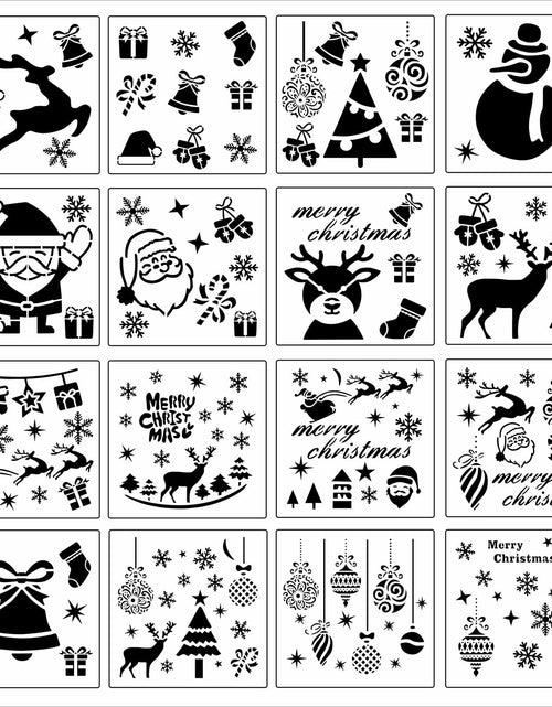 Load image into Gallery viewer, YuBoBo 16-Piece Reusable Christmas Drawing Stencils 5.9x5.9 Inch
