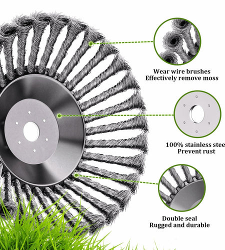 Thanps Steel Wire Rotary Weed Brush Cutter Trimmer Head 8 Inch Universal Adapter