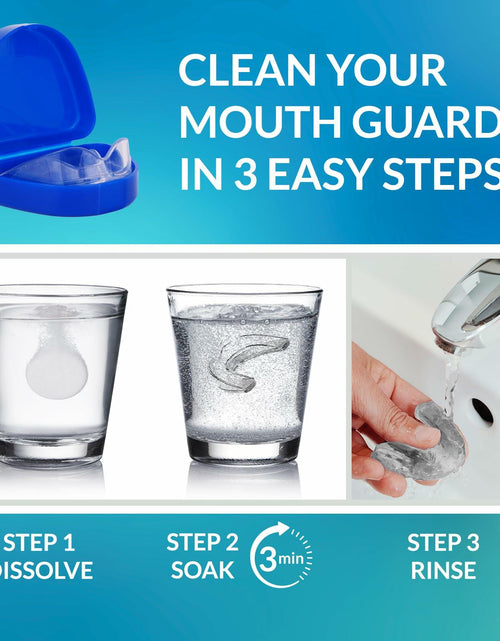 Load image into Gallery viewer, Stafenit Mouth Guard Teeth Protection Sports Clear EVA + 24 Cleaning Tablets

