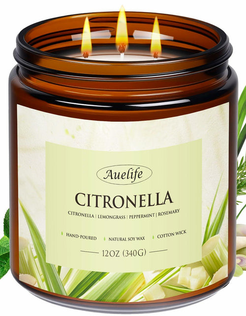 Load image into Gallery viewer, Auelife 12oz Citronella Candle 3 Wick Soy Wax Long Lasting Outdoor Indoor
