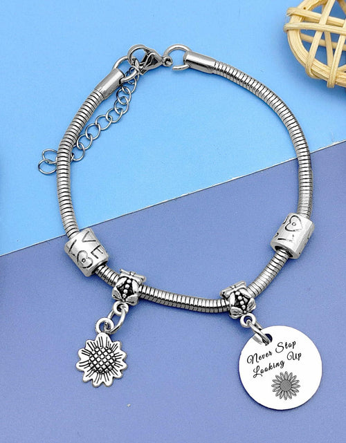Load image into Gallery viewer, DlaeKua Silver Inspirational Bracelets for Women Motivational Quotes Gift

