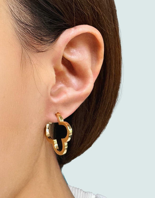 Load image into Gallery viewer, ETREM Clover Leaf 14K Gold Plated Lucky Clover Earrings Nickel Free Gold
