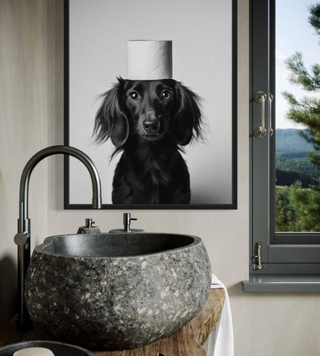 HomeArtPrint Dachshund Bathroom Wall Art Poster 8x10 inches Unframed