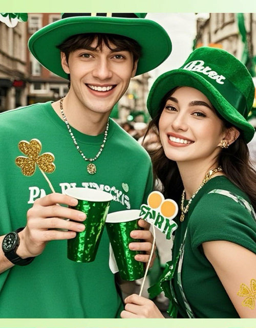 Load image into Gallery viewer, YYKITCHEN St Patrick's Day Shamrock Sunglasses Headband Earrings Green Acrylic

