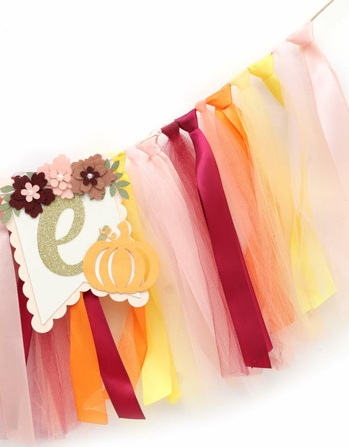 Load image into Gallery viewer, TUTOTU Our Little Pumpkin 1st One High Chair Banner Yellow Autumn Fall
