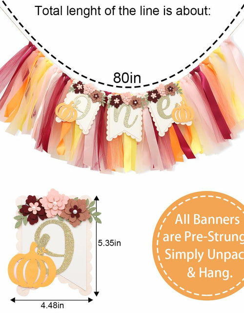 Load image into Gallery viewer, TUTOTU Our Little Pumpkin 1st One High Chair Banner Yellow Autumn Fall

