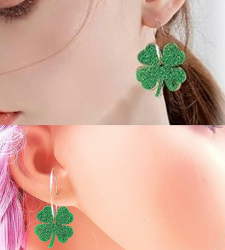 YYKITCHEN St Patrick's Day Shamrock Sunglasses Headband Earrings Green Acrylic